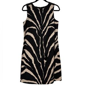 LOFT Black and Cream Sleeveless Sheath Dress